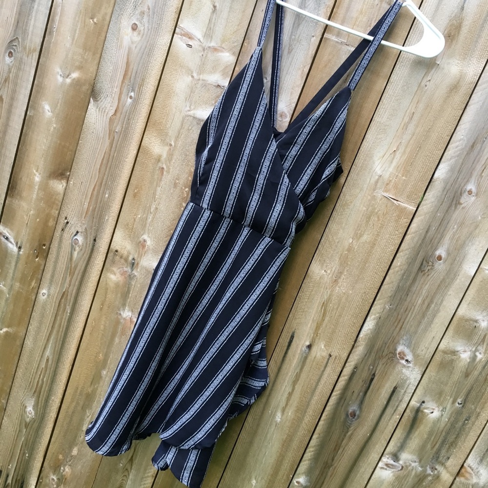 Black and white striped dress criss cross back